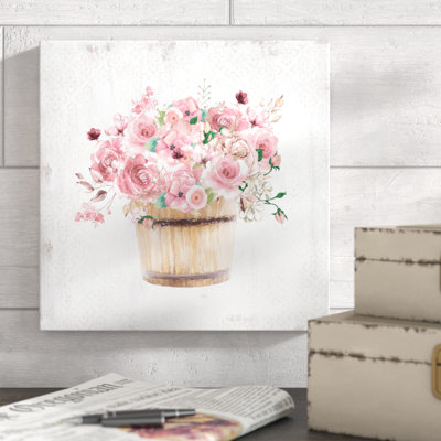 " Pink Floral Bucket On Pattern "