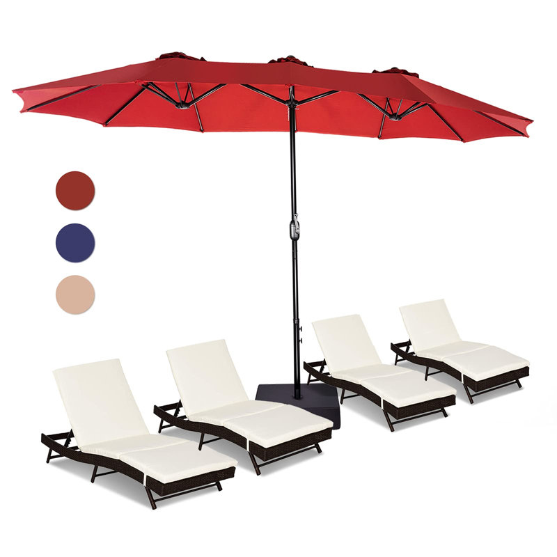 Parasol de marché rectangulaire 180 po x 108 po Proxima, Rouge