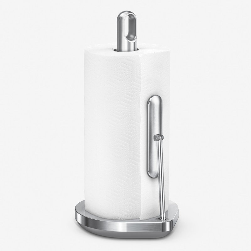 Tension Arm Standing Paper Towel Holder, Brushed Stainless Steel,Silver, Brushed