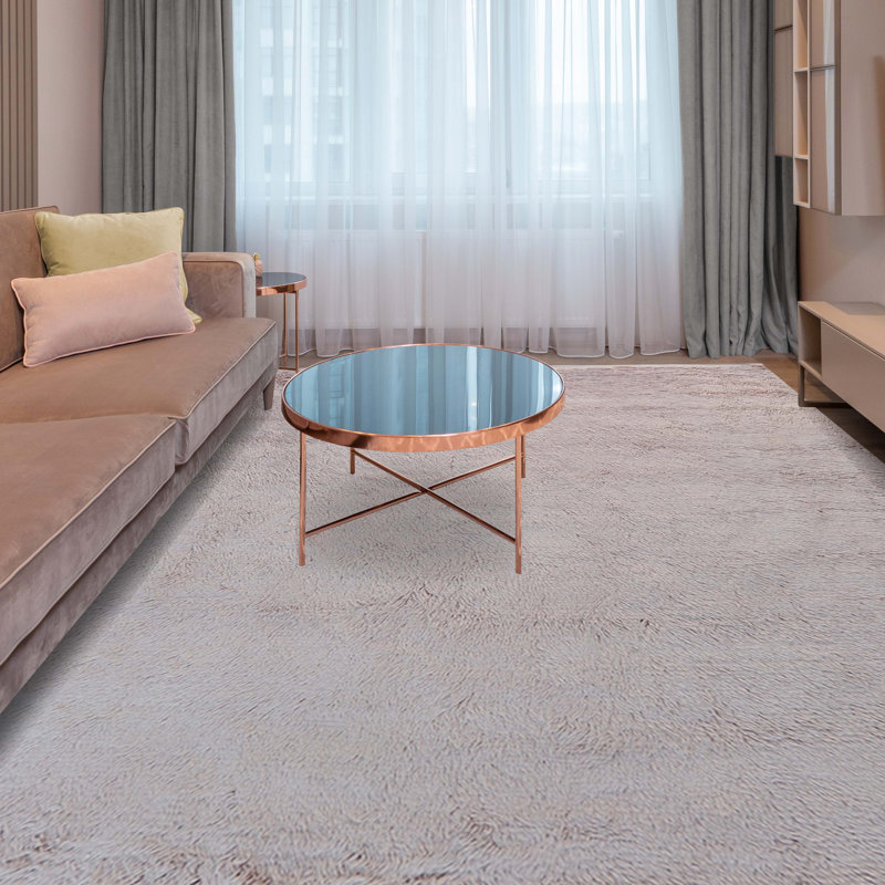 Wool Area Rug in Pink, Rectangle 9' x 12'