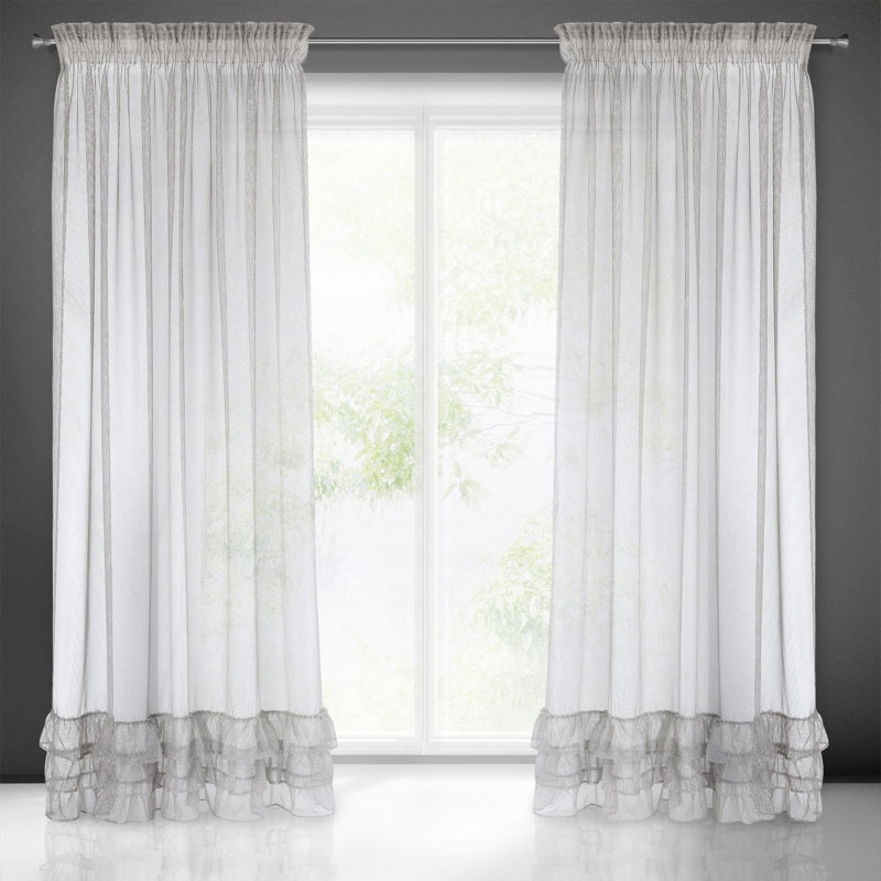 Plympt Sheer Curtain, Grey/Brown/Blue