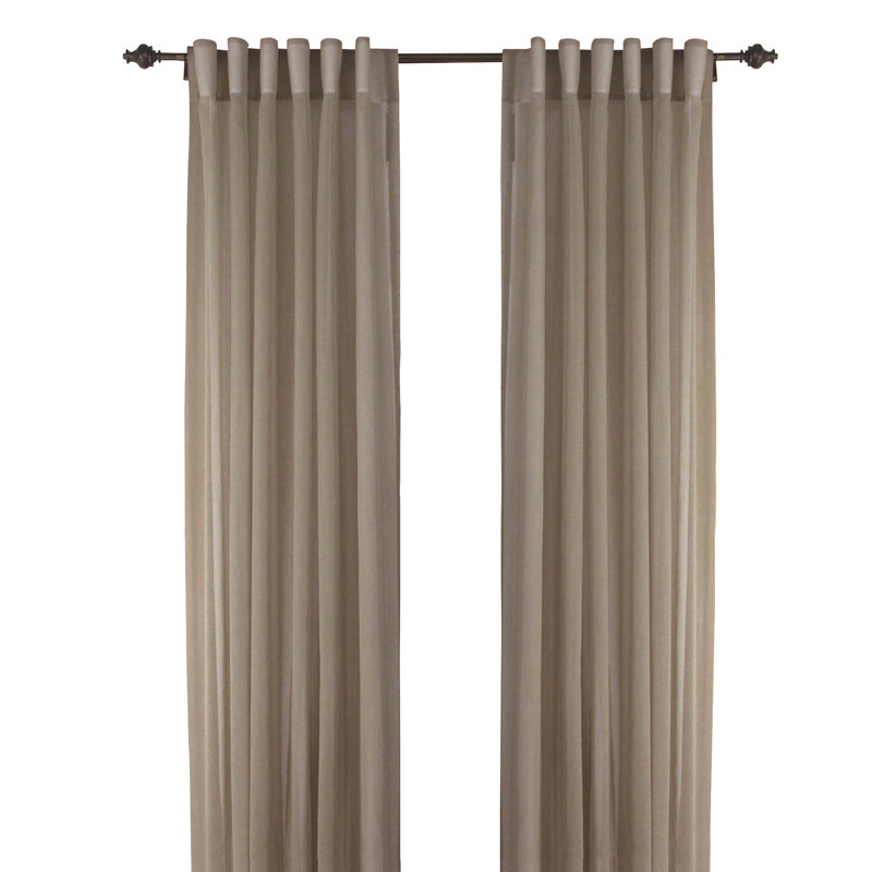 Aonan Solid Semi-Sheer Wanda Pleat Curtain Panels, Linen, 52" W x 96" L