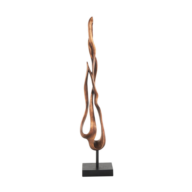 Sculpture abstraite en polystone Cole et gris avec base rectangulaire noire