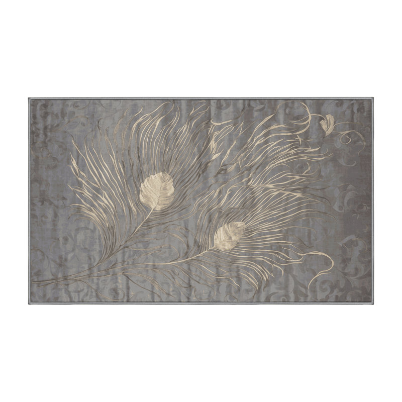 Machine Washable Gray Area Rug, Rectangle 7' x 9'