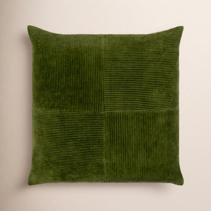 Selma Cotton Reversible Pillow Cover, 20" x 20", Olive