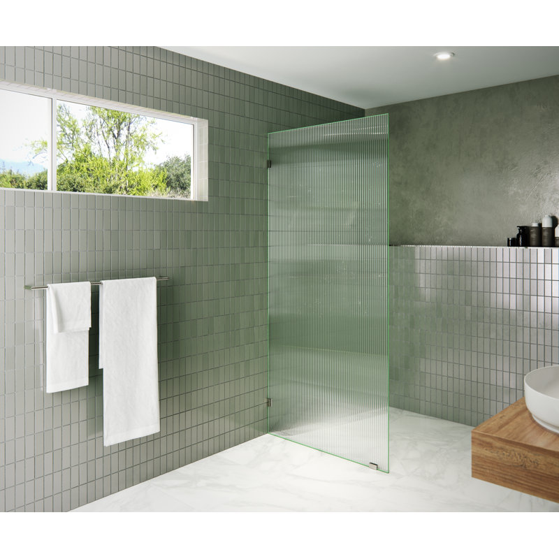 Panneau de douche simple cannelé sans cadre 36 po x 78 po Gaia, Nickel poli