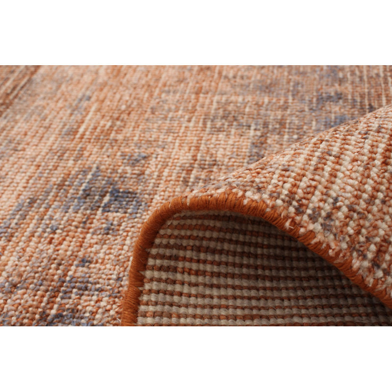 Tapis orange unique en viscose noué à la main style années 2010 4 pi 11 po x 7 pi 6 po Suazo