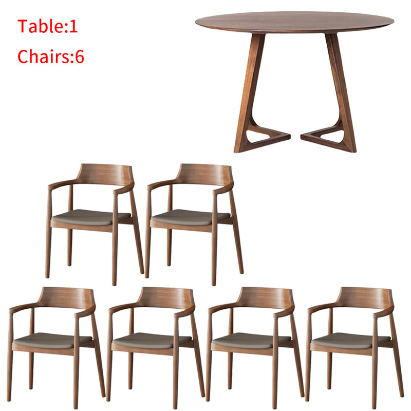 Ensemble de table ronde en bois massif de style nordique