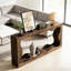 Table élégante en bois naturel aux ondulations ludiques, deux tables pour un rangement optimal, brun rustique, profondeur 163 cm, largeur 30 cm, hauteur 88,5 cm. Dynamisme visuel moderne et industriel pour une entrée.