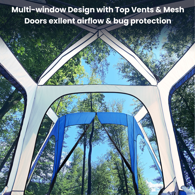 Suv Tent For Camping,6-Person Car Camping Tent, Easy Set Up Tent With Porch And Storage Bag, White/Navy