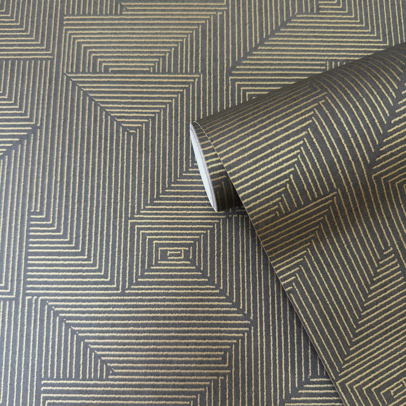 Zen Collection Cleopatra Geometric Textured Wallpaper Roll, Blue
