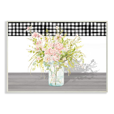 Motif à carreaux rose rose bouquet charmant en Vichy par Patricia Pinto-impression d’art graphique