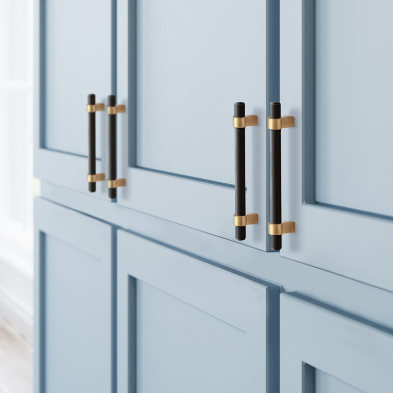 Emery Matte Black and Satin Gold Modern Bar Pull Set