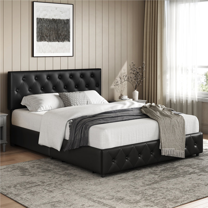  Upholstered Storage Bed, Kingsize (5'), Black