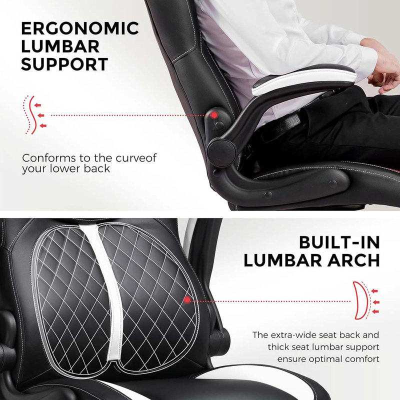 Gaming Chair With Flip-Up Armrest, Video Gaming Chair With Rocking Function, Ergonomic Computer Gaming Chair With High-Density Sponge And Adjustable Height