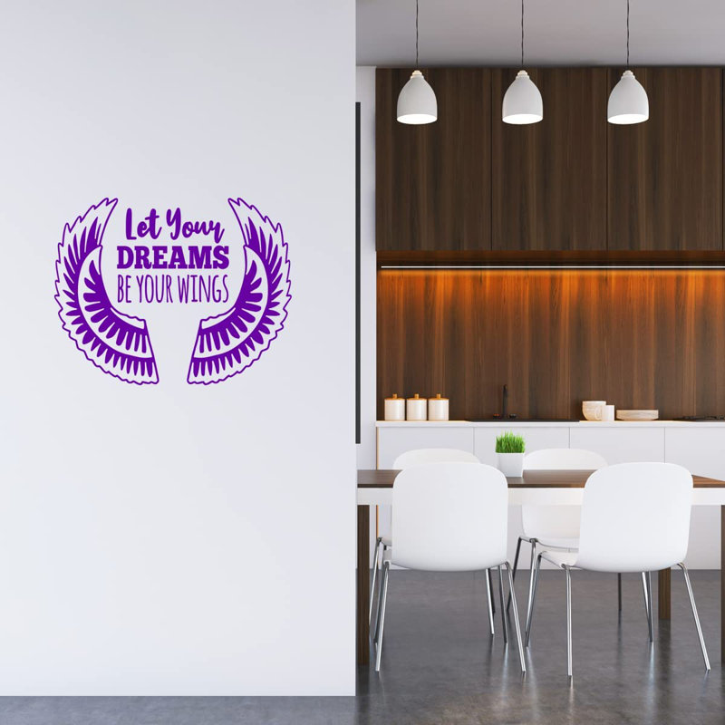 Adhésif décoratif Let Your Dreams Be Your Wings, H 13 po x l 17 po, Mauve