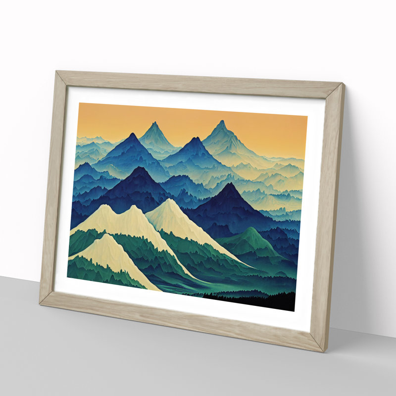 Joyous Mountains - Framed Print, 46cm H x 64cm W x 2cm D, Oak