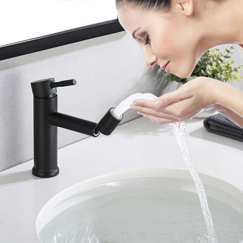 Single Handle 2 Mode For Bathroom Sink Faucet With 360 Rotating Aerator, Matte Black
