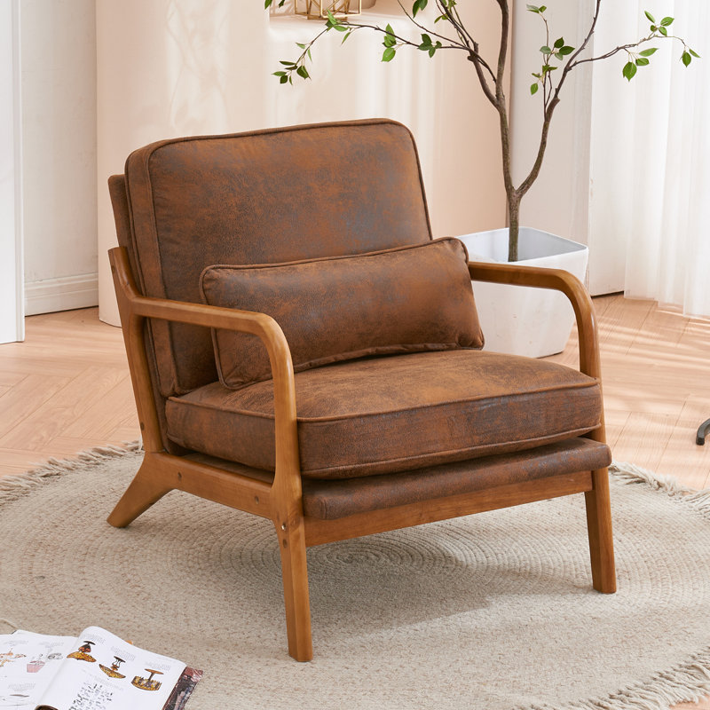 Upholstered Armchair, Brown Polypropylene/Olefin