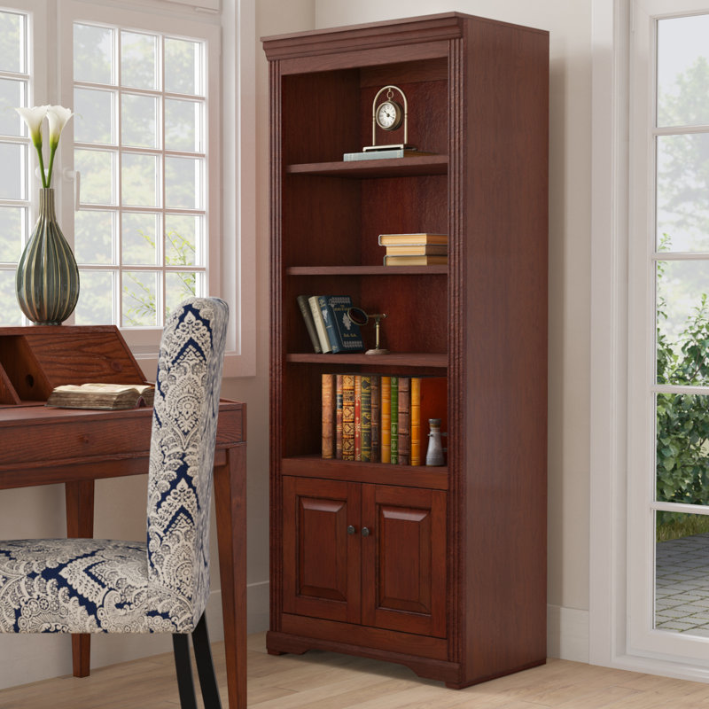 Raheim Storage Bookcase, (4 Shelves) 72" H x 28" W x 18" D, Persimmon Oak