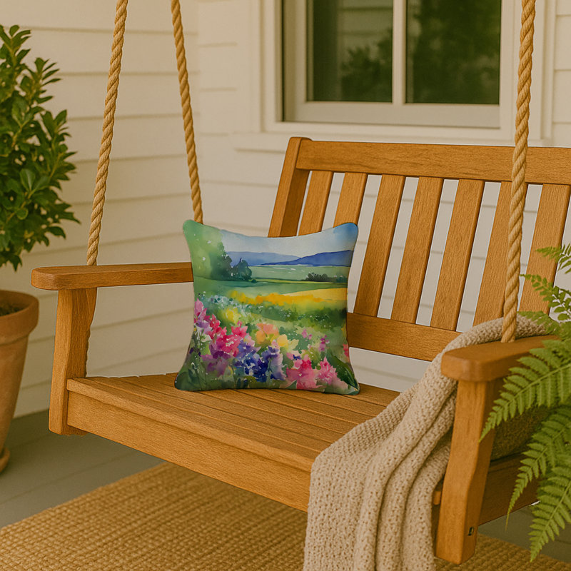 Coussin décoratif aquarelle Massachusetts, Carré 14 po