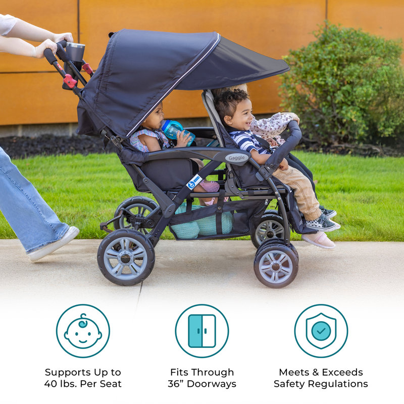 Compass Quad 4-Seat Tandem Stroller, Black/Gray