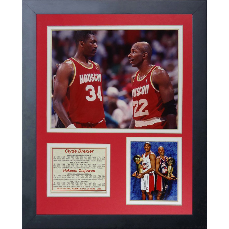 Souvenirs encadrée drexler & clyde hakeem olajuwon