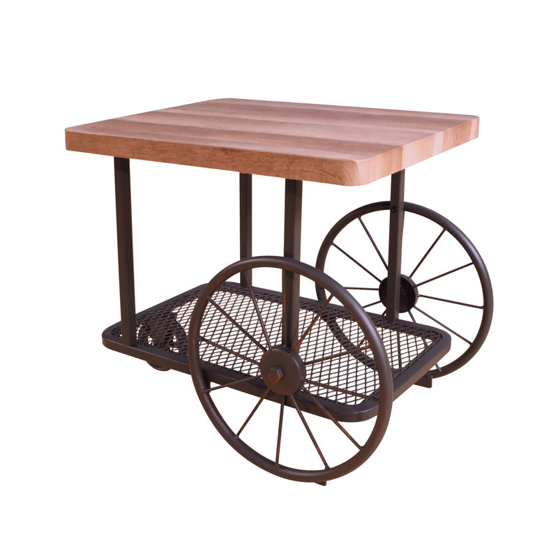 Oak & Antique Gray Finish End Table