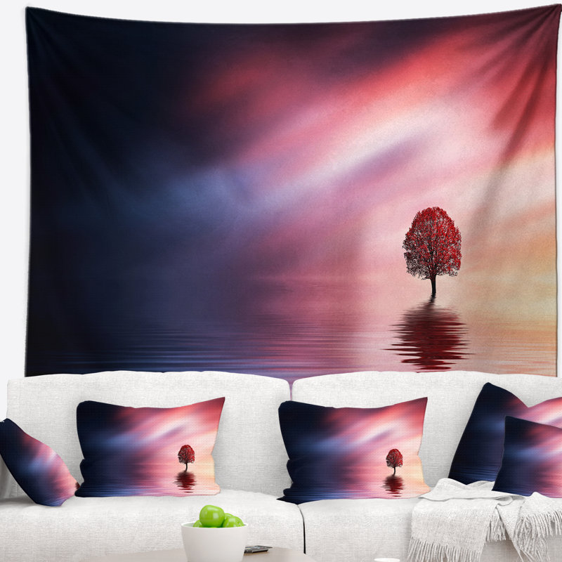 Tapisserie étonnante «Lonely Tree with Birds», H 50 po x l 60 po