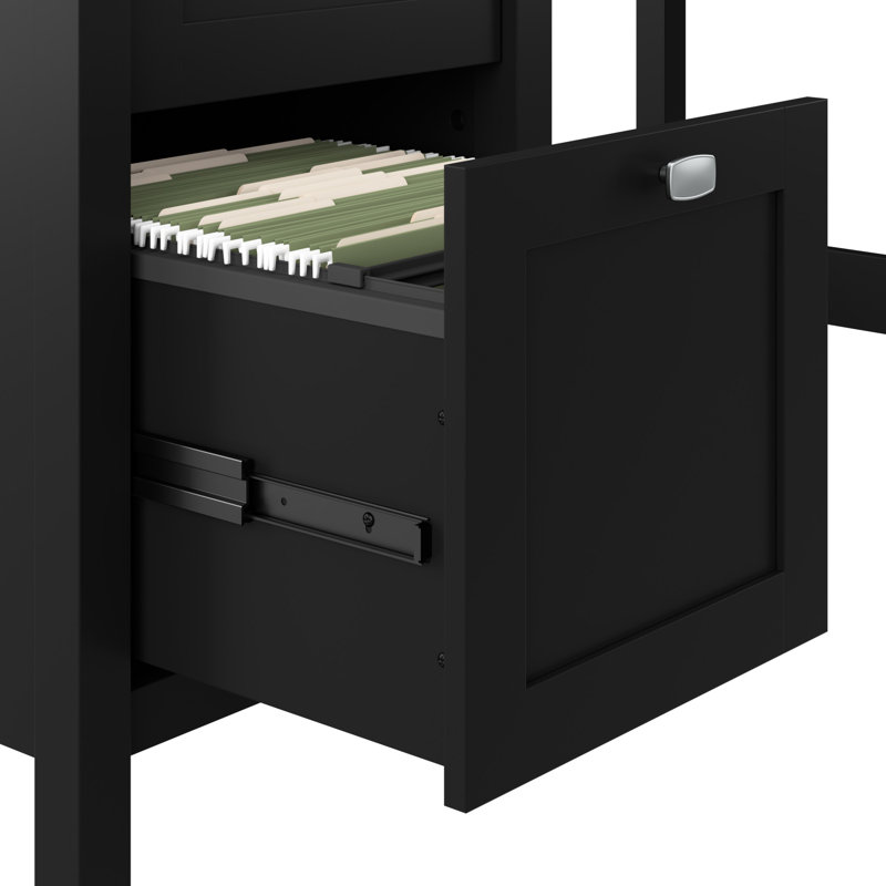 Bureau d'ordinateur Katia 54W avec tiroirs et rangement de bureau, Noir classique