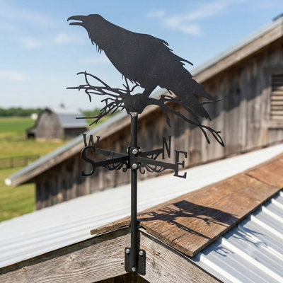 Girouette noire en métal, indicateur de vent animal monté sur le toit, ornement pour cour, maison de campagne, grange, remise, patio, espace extérieur, décoration d'Halloween et cadeaux
