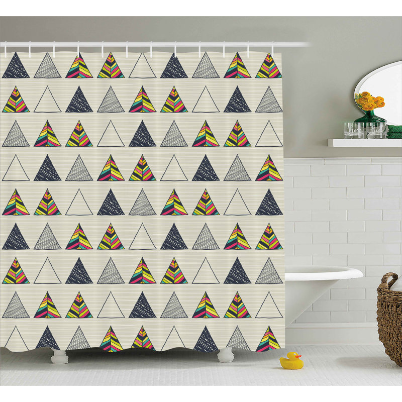 Benfer Abstract Triangle Shower Curtain + Hooks, 69" W x 75" L
