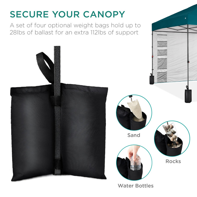 10X10ft Easy Setup Pop Up Canopy, Portable Tent W/ Side Wall, 1-Button Push, Case, Blue