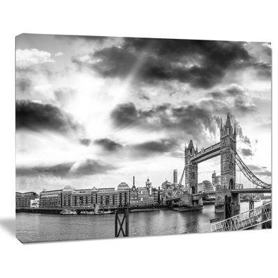 Black and White View of London Panorama Cityscape Photographic Print on Wrapped Canvas