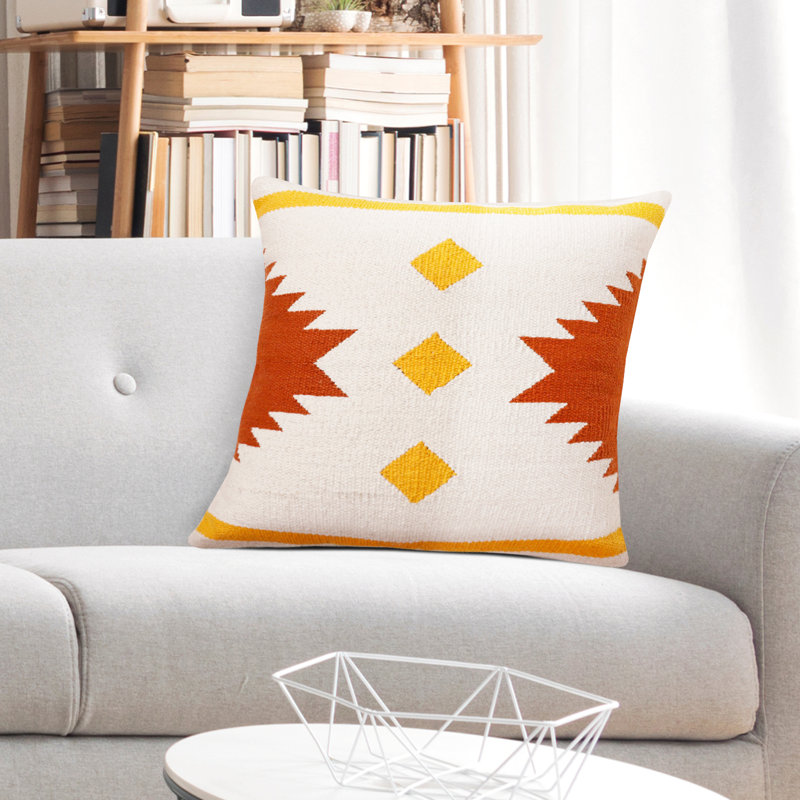 Cotton Geometric Throw Pillow