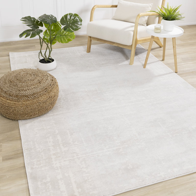 Dieguez Cream Tonal/Solid Polyester Living Room Carpet, Rectangle 7'10" x 10'6"