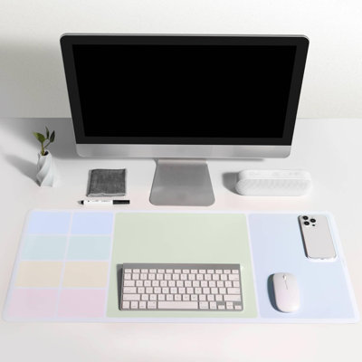 Erasable Dry Erase Desk Mat, 32"X14" Mouse Pad, Writing White Board, Non-Slip Desktop Protector For Office, Home, School (Includes 2 Wet Erase Markers & Cleaning Cloth)