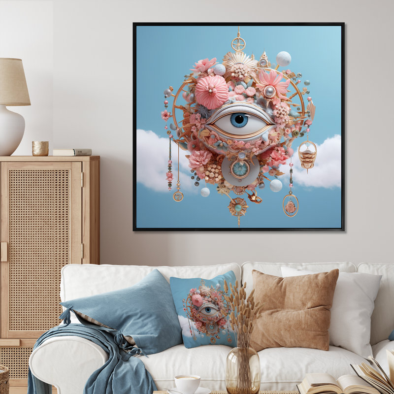 Œil du surréalisme sur toile, Cadre flottant noir, H 24 po x l 24 po x P 1 po