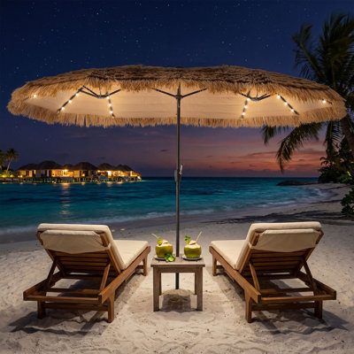 Parasol de chaume de style hawaïen de 13 pi avec lumière DEL