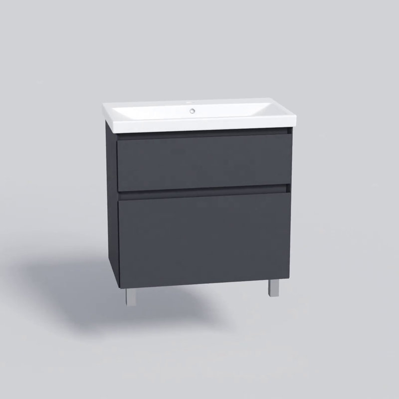 Elite Brown Matte Ceramic Single Bathroom Vanity with Mirror
