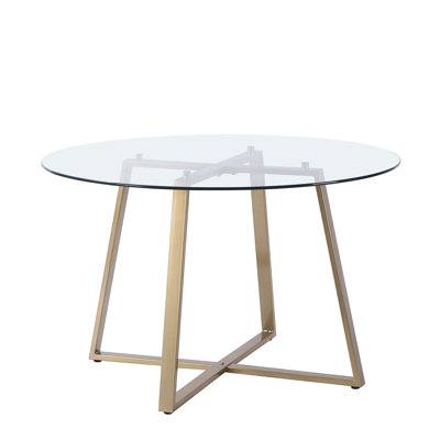 Addalee Round Glass Top Metal Base Dining Table