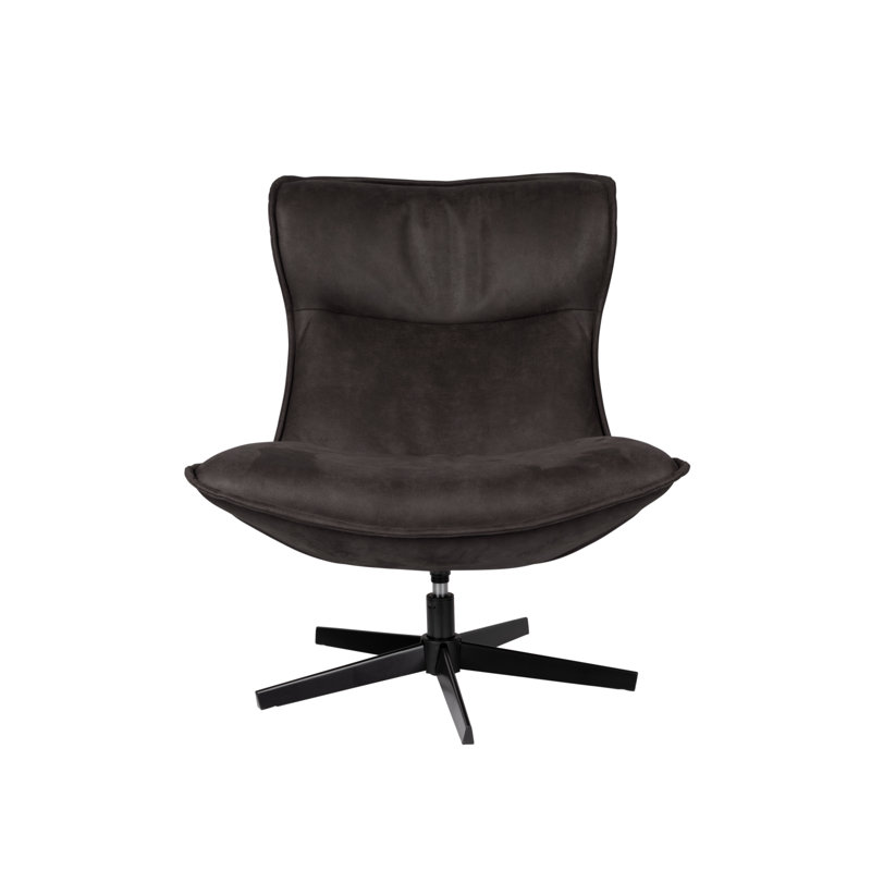 John Swivel Lounge Chair, Black Polyester Blend