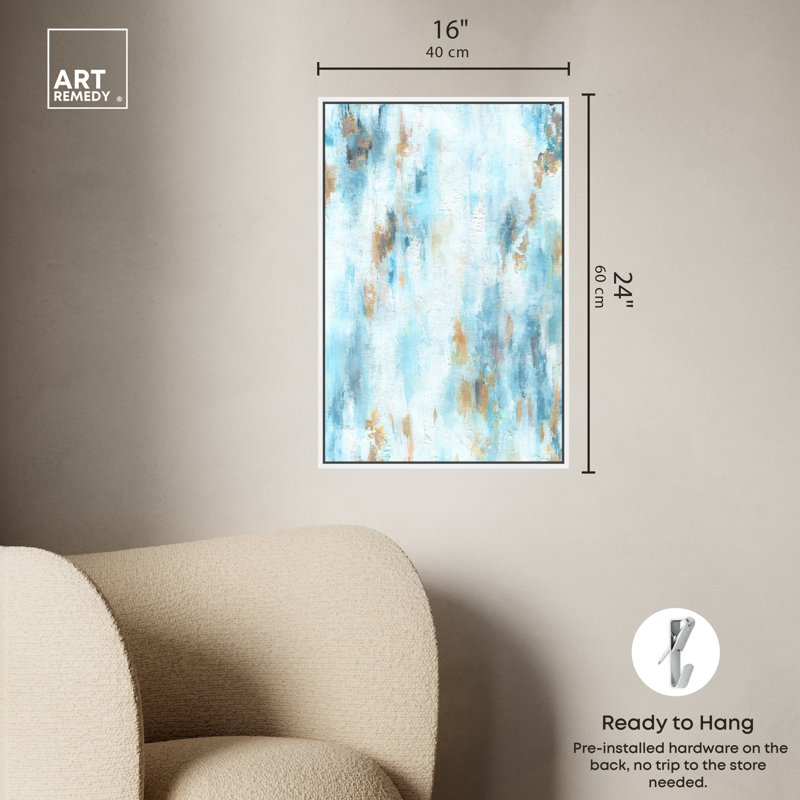 "Art Remedy", abat-jour texturé encadré bleu 1 pièce, art mural 57567, Cadre blanc, H 25 po x l 17 po