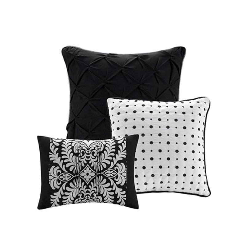 7 Piece Printed Comforter Set Black