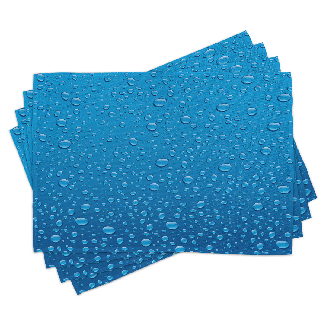 Platzdeckchen 4er-Set, Wassertropfen Aquatic Rain, blau