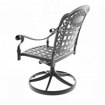 Cast Aluminum Patio Swivel Chair Set of 4 with Comfortable Cushions and Weather-Resistant Coating