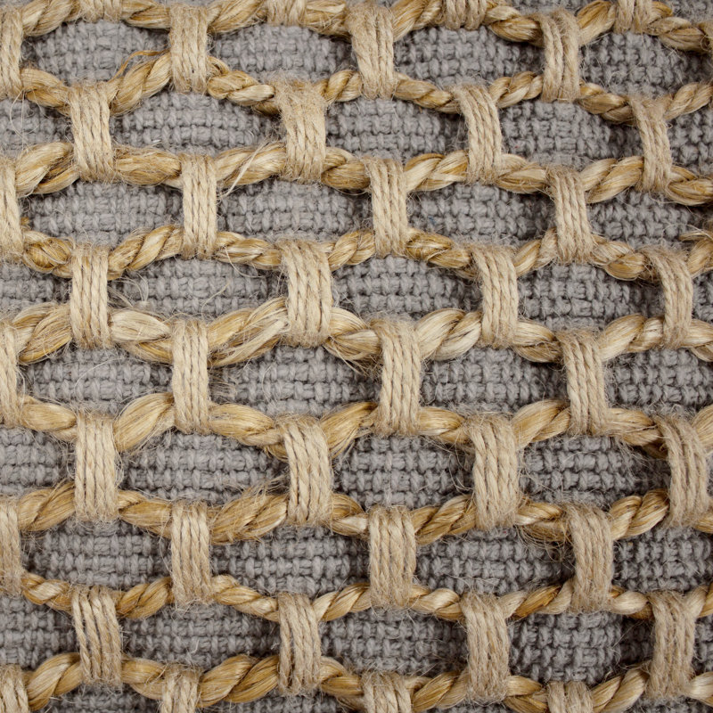 Jada 20'' Square White and Jute Boho Throw Pillow Set