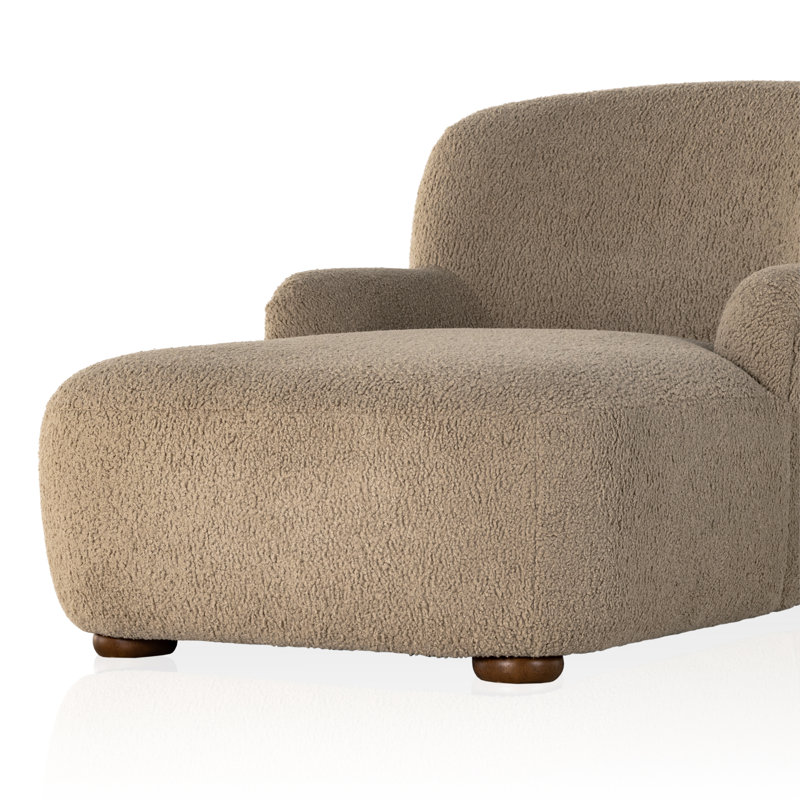 Kadon 36" W Polyester Chaise Lounge Chair, Toast Faux Sheepskin