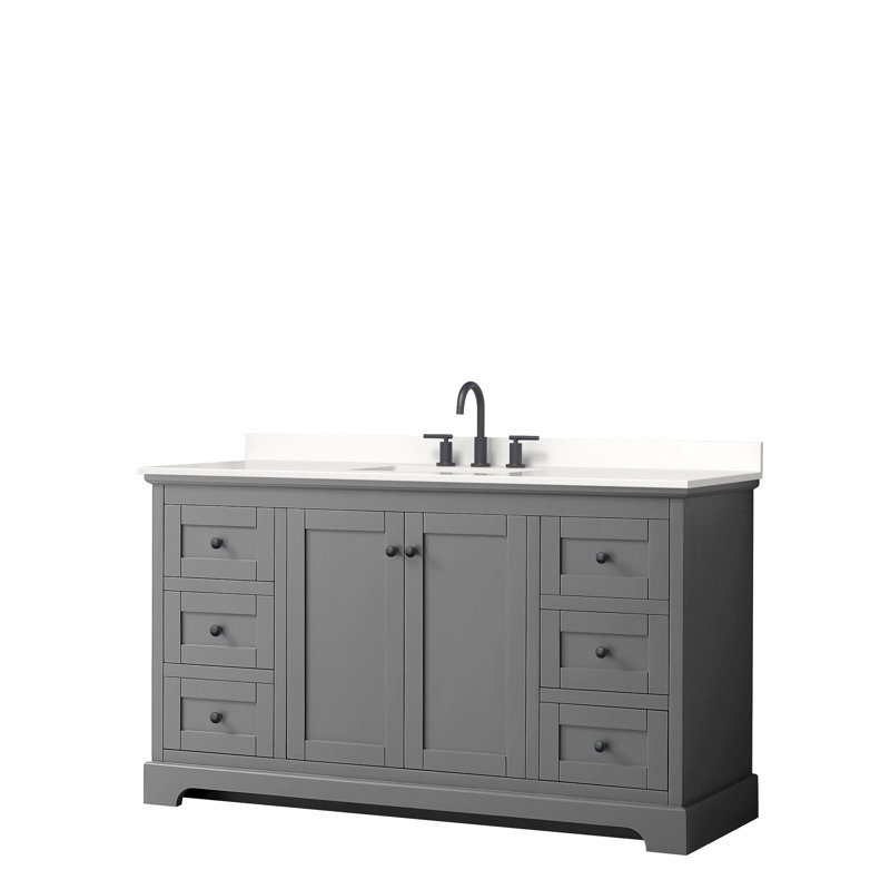 Avery 60'' White Single Bathroom Vanity with Marble Top
