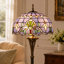 Lampe sur pied 3 lumières de style baroque bleu, vitrail avec sources de lumière